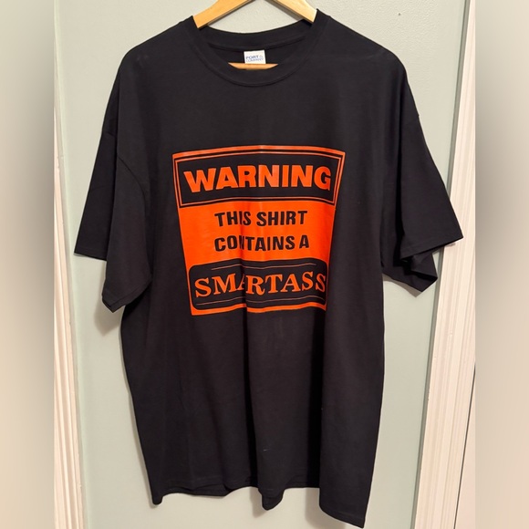 Black Graphic T-Shirt with Orange Print Sz 2X - Picture 1 of 7
